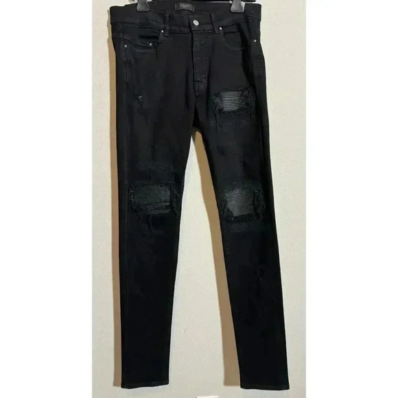Amiri Leather Patch MX1 Distressed Jeans - Picture 2 of 15